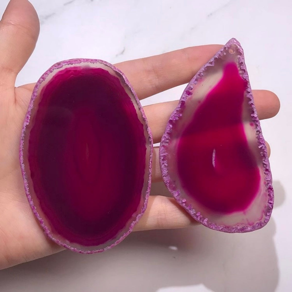 2.5"-3.5" Rose Agate Slices for DIY Calligraphy & Crafts Wedding Place Cards