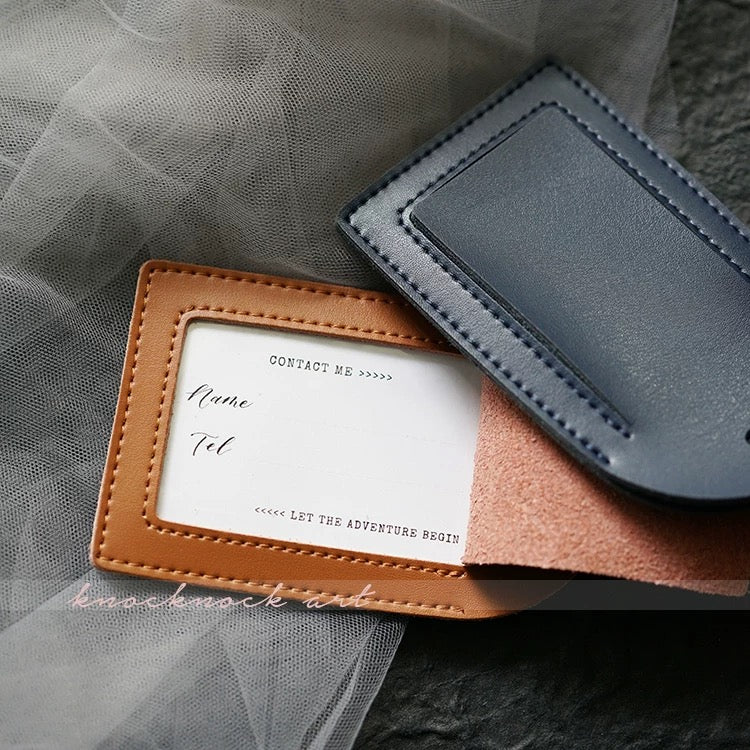 Personalized Genuine Leather Luggage Tag with Custom Handwritten Calligraphy | Travel Gift & Bridesmaid Favor