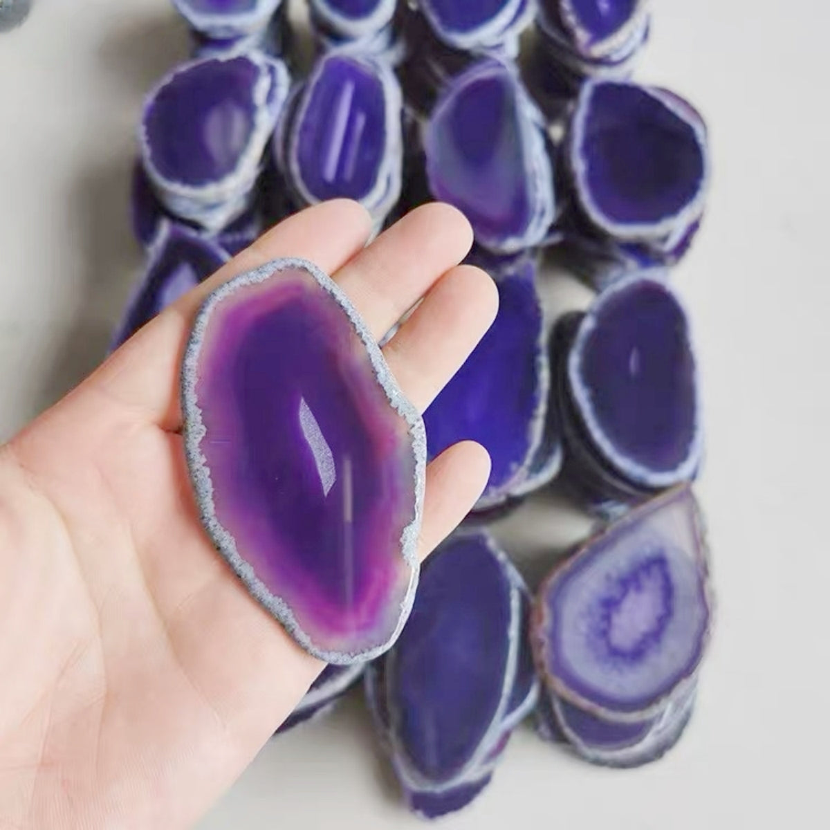 2.5"-3.5" Purple Agate Slices for DIY Calligraphy & Crafts Wedding Place Cards
