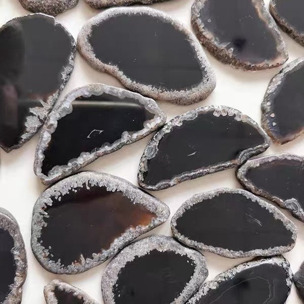2.5"-3.5" Black Agate Slices for DIY Calligraphy & Crafts Wedding Place Cards