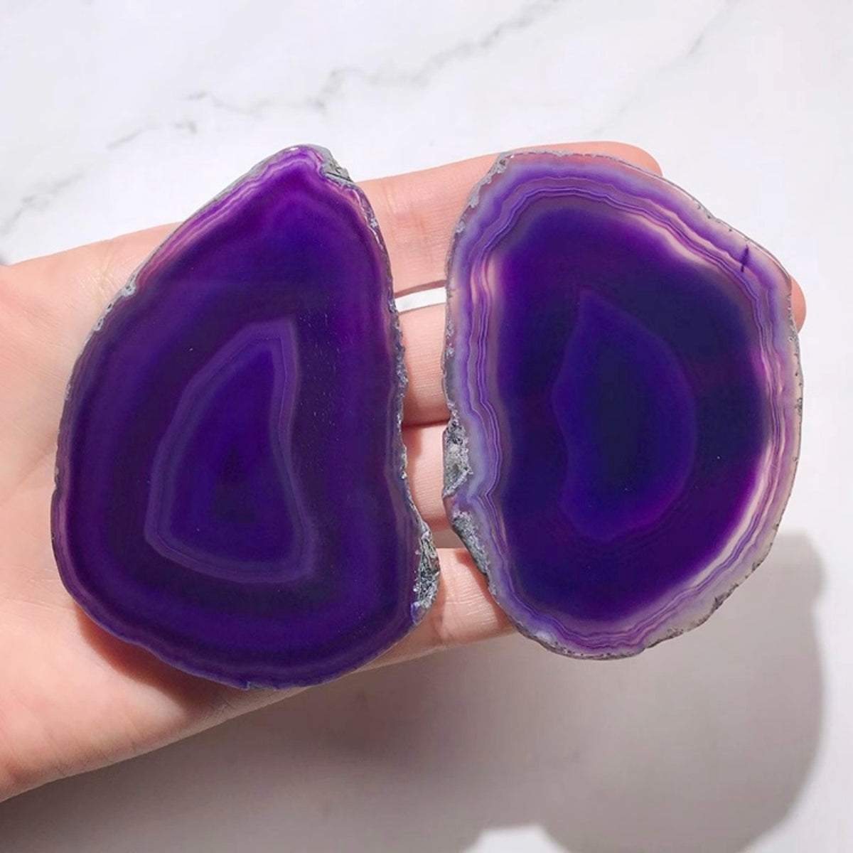 2.5"-3.5" Purple Agate Slices for DIY Calligraphy & Crafts Wedding Place Cards