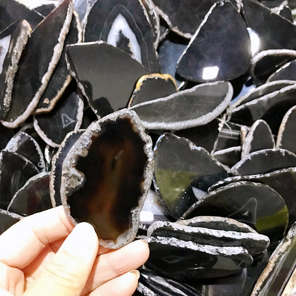 2.5"-3.5" Black Agate Slices for DIY Calligraphy & Crafts Wedding Place Cards