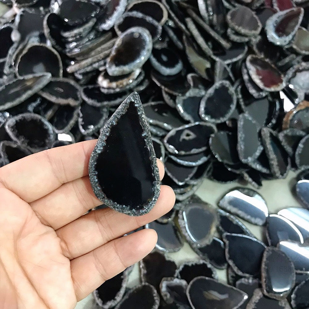 2.5"-3.5" Black Agate Slices for DIY Calligraphy & Crafts Wedding Place Cards