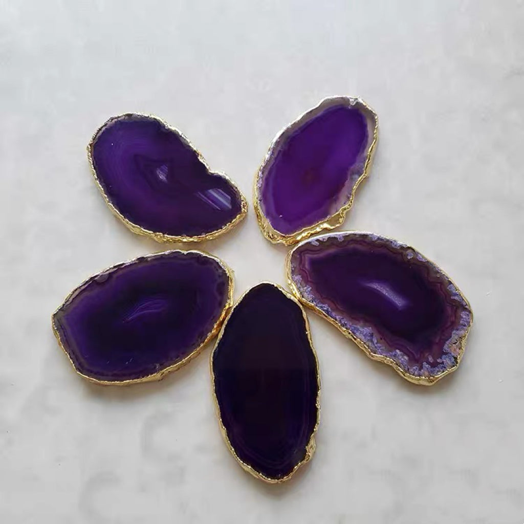 2.5"-3.5" Purple Agate Slices for DIY Calligraphy & Crafts Wedding Place Cards