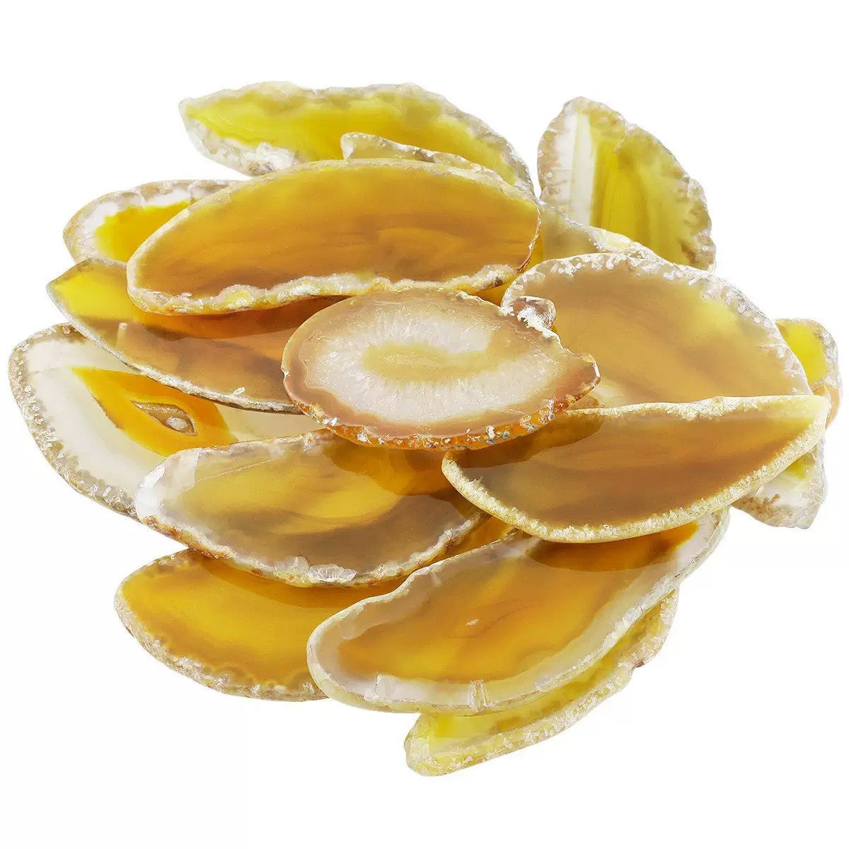2.5"-3.5" Yellow Agate Slices for DIY Calligraphy & Crafts Wedding Place Cards
