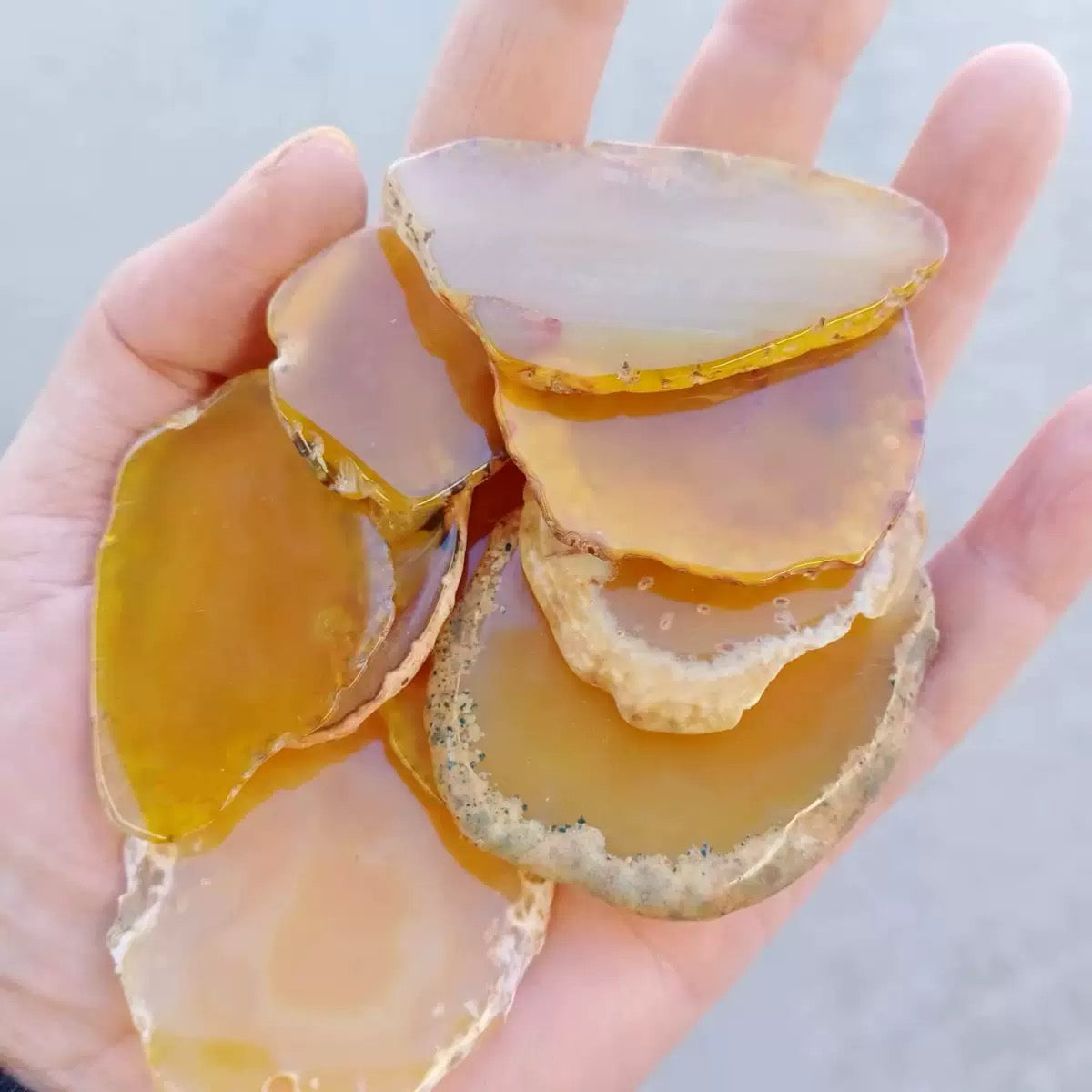 2.5"-3.5" Yellow Agate Slices for DIY Calligraphy & Crafts Wedding Place Cards