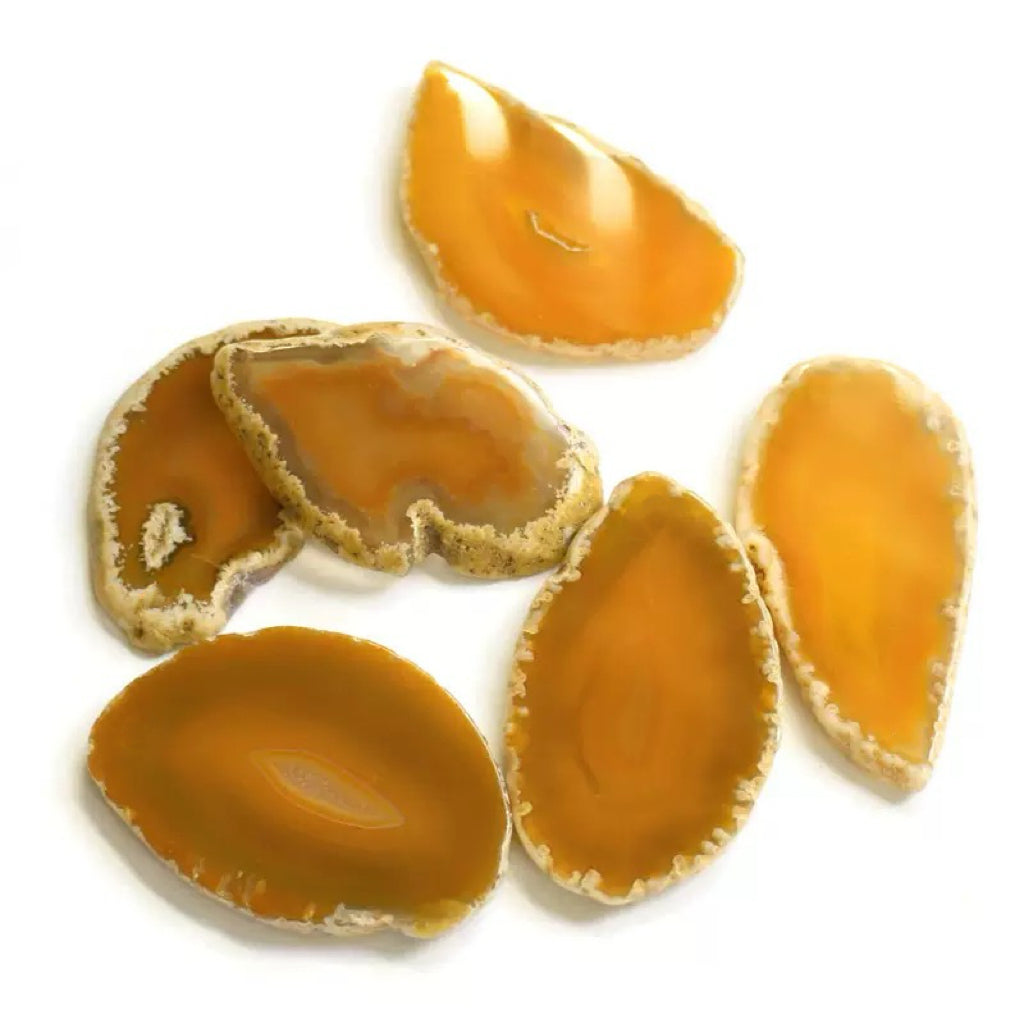 2.5"-3.5" Yellow Agate Slices for DIY Calligraphy & Crafts Wedding Place Cards