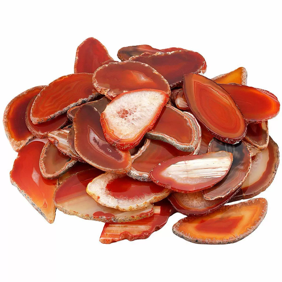 2.5"-3.5" Orange Red Agate Slices for DIY Calligraphy & Crafts Wedding Place Cards