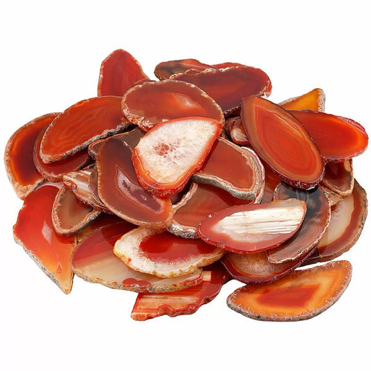 2.5"-3.5" Orange Red Agate Slices for DIY Calligraphy & Crafts Wedding Place Cards