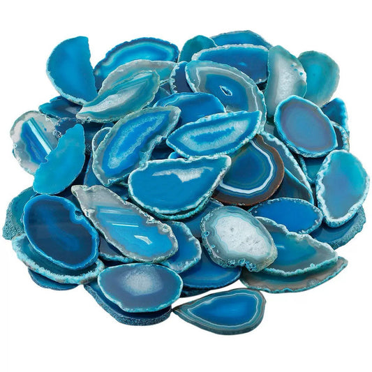 2.5"-3.5" Blue Agate Slices for DIY Calligraphy & Crafts Wedding Place Cards