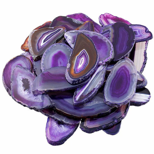 2.5"-3.5" Purple Agate Slices for DIY Calligraphy & Crafts Wedding Place Cards