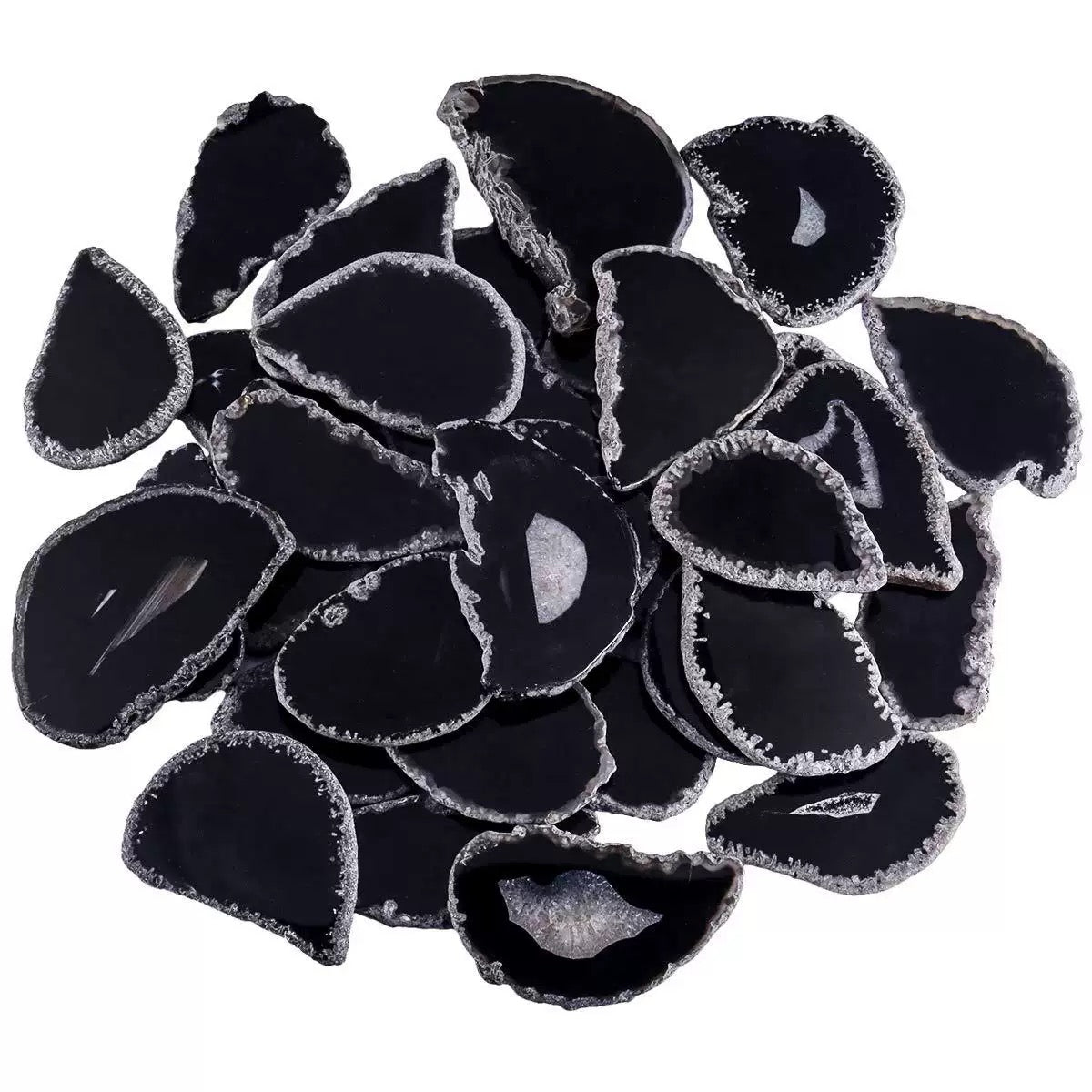 2.5"-3.5" Black Agate Slices for DIY Calligraphy & Crafts Wedding Place Cards