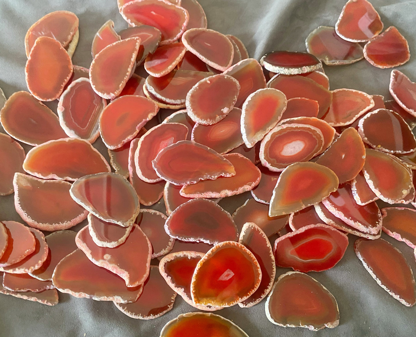 2.5"-3.5" Orange Red Agate Slices for DIY Calligraphy & Crafts Wedding Place Cards
