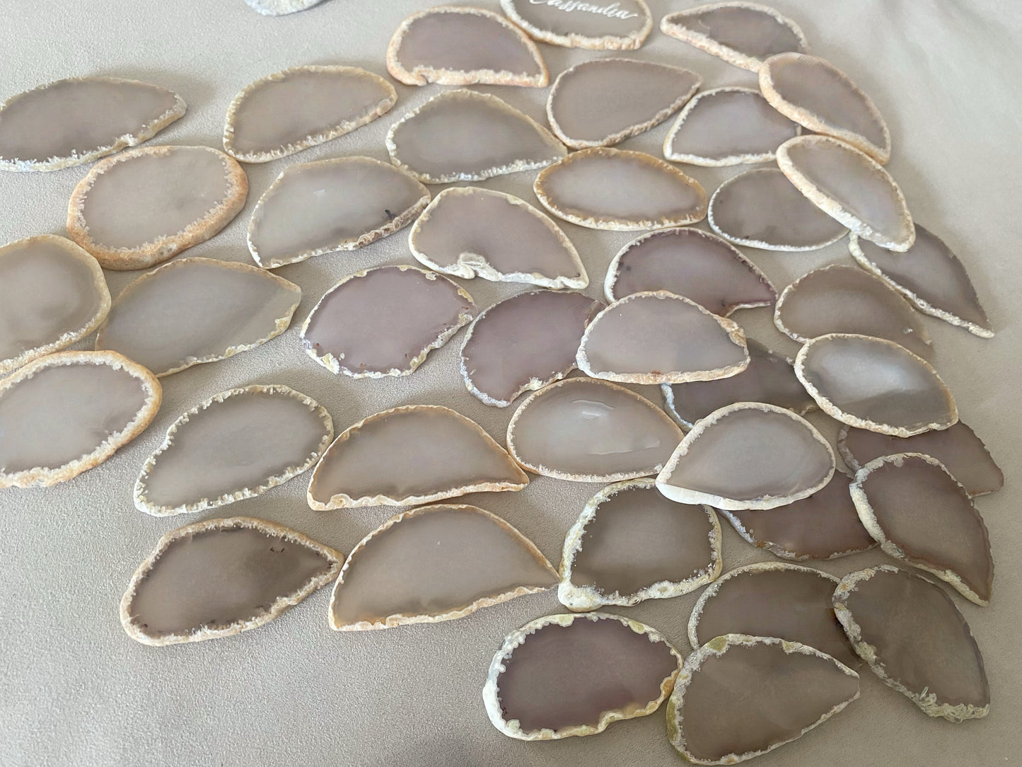 2.5"-3.5" Blank Grey White Agate Slices for DIY Calligraphy & Crafts Wedding Place Cards