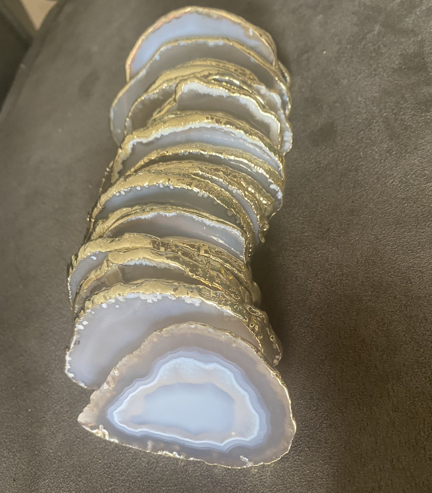 2.5"-3.5" Blank Grey White Agate Slices for DIY Calligraphy & Crafts Wedding Place Cards