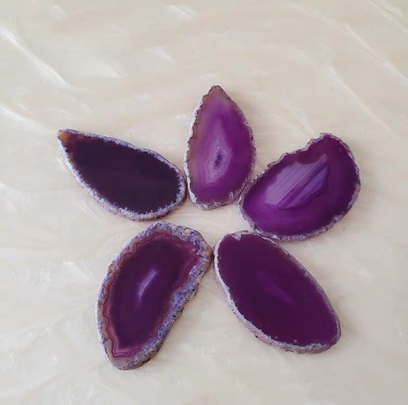 2.5"-3.5" Purple Agate Slices for DIY Calligraphy & Crafts Wedding Place Cards
