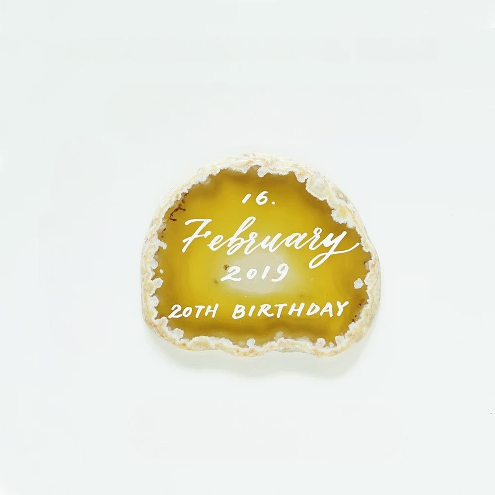 Agate Slice with Calligraphy : Natural Stone Place Cards (2.5-3.5")