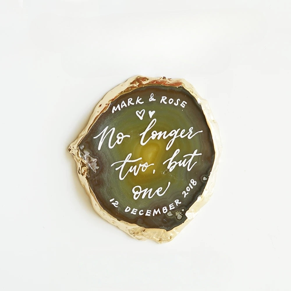 Agate Slice with Calligraphy : Natural Stone Place Cards (2.5-3.5")