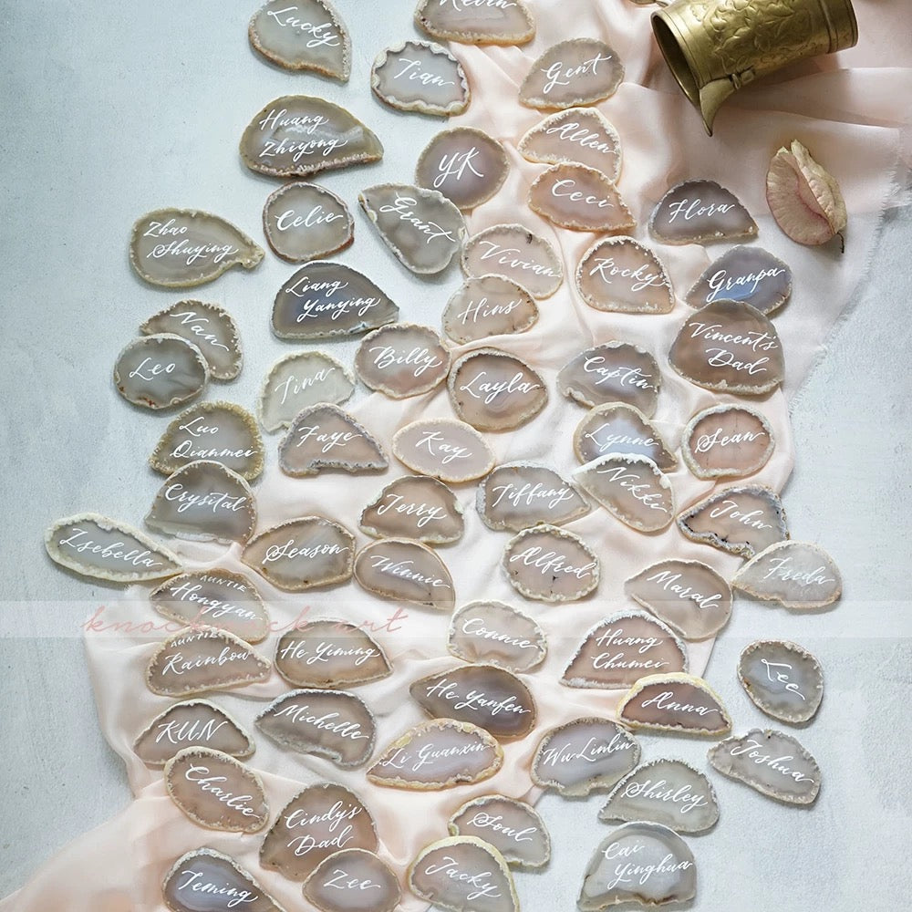 2.5"-3.5" Blank Grey White Agate Slices for DIY Calligraphy & Crafts Wedding Place Cards