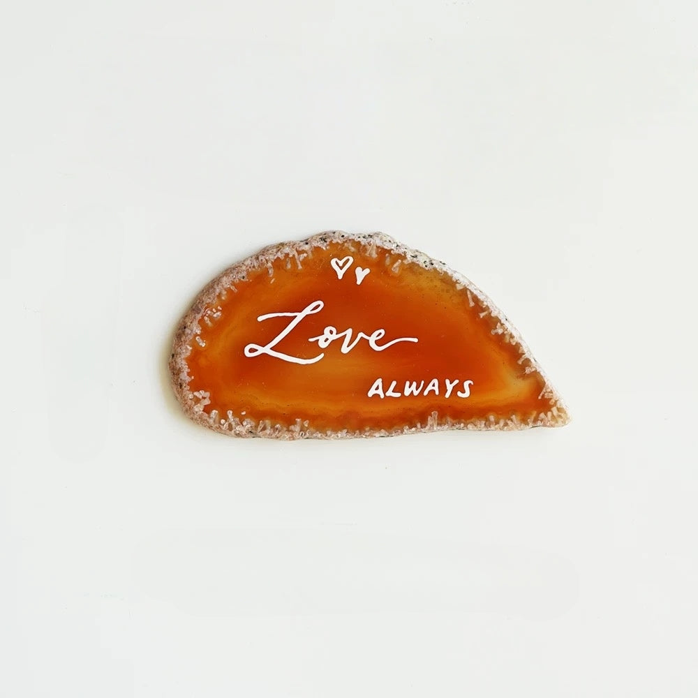 Orange Gold Plated Edge Agate Slice: Natural Stone Place Cards (2.5-3.5")