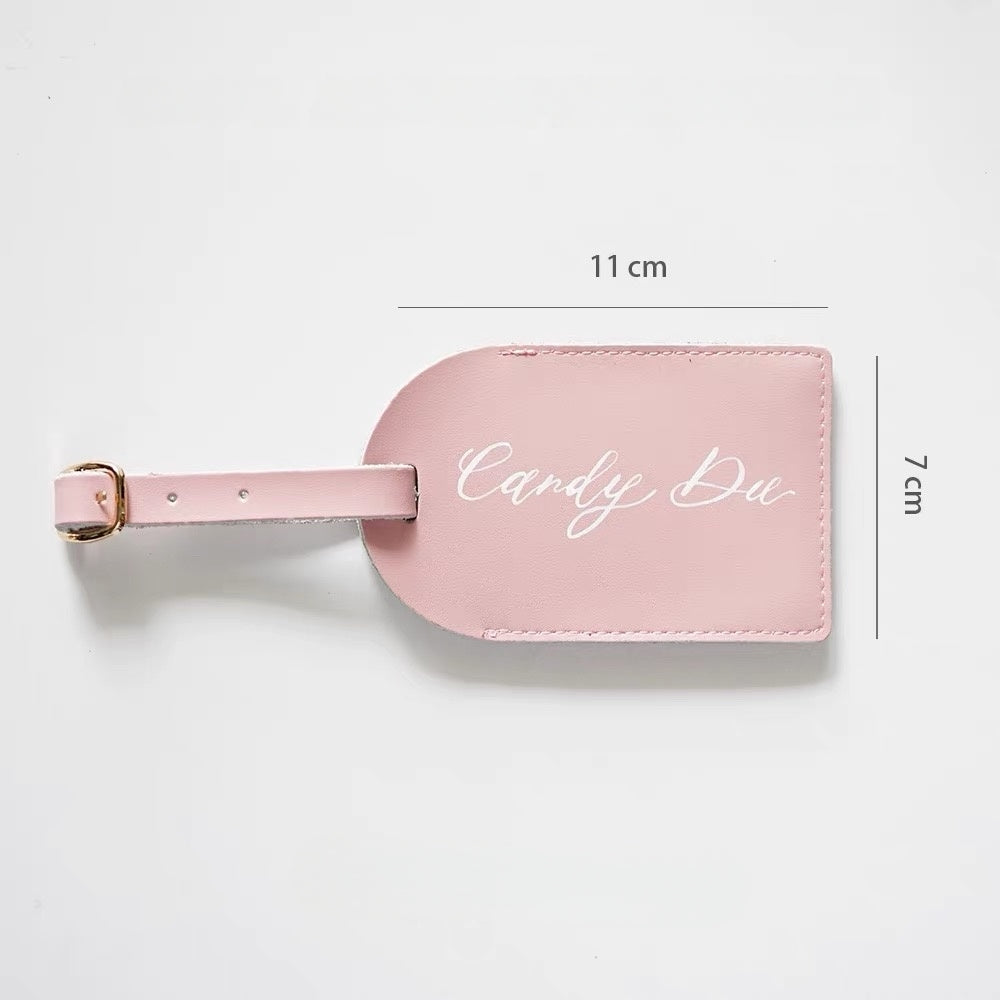 Personalized Genuine Leather Luggage Tag with Custom Handwritten Calligraphy | Travel Gift & Bridesmaid Favor