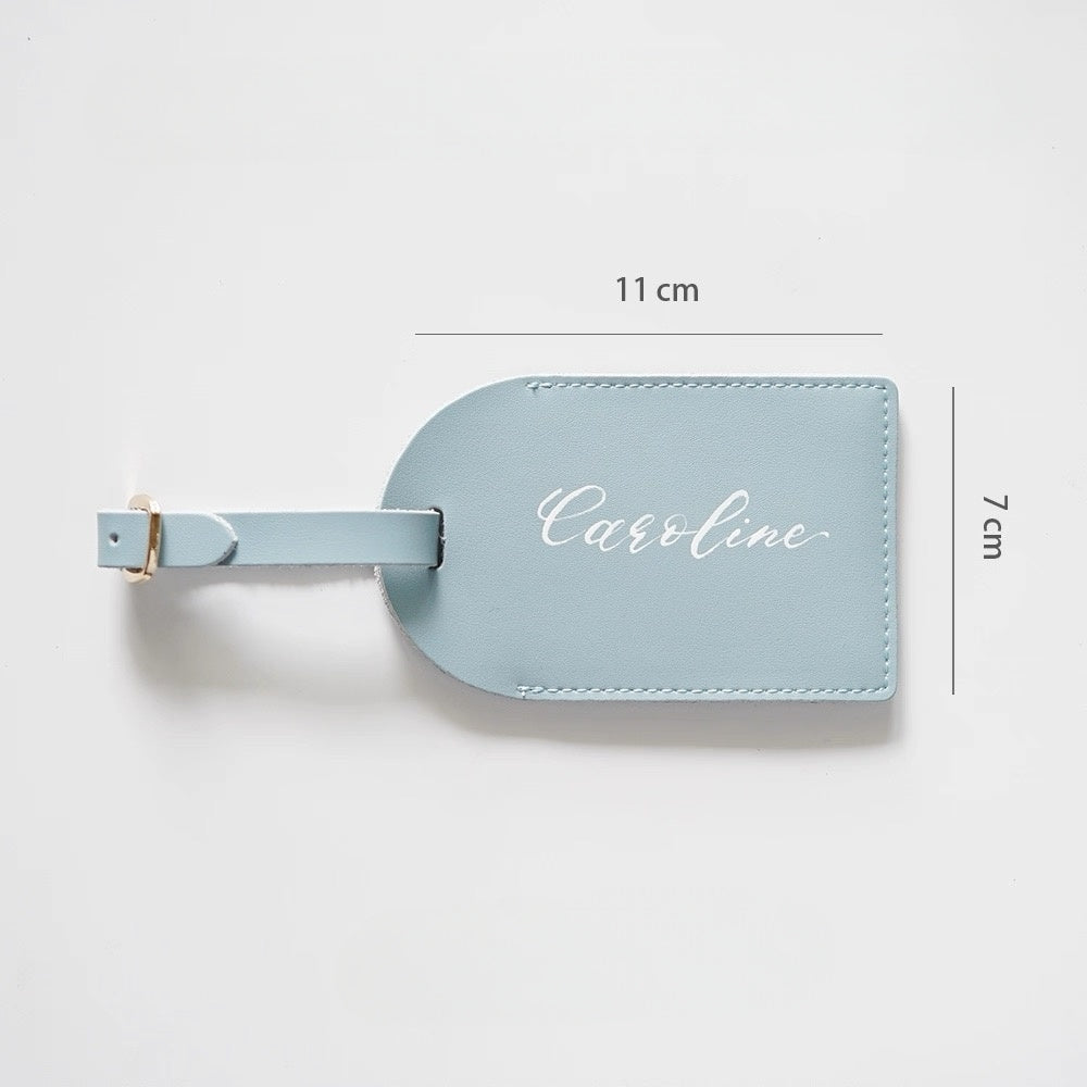 Personalized Genuine Leather Luggage Tag with Custom Handwritten Calligraphy | Travel Gift & Bridesmaid Favor