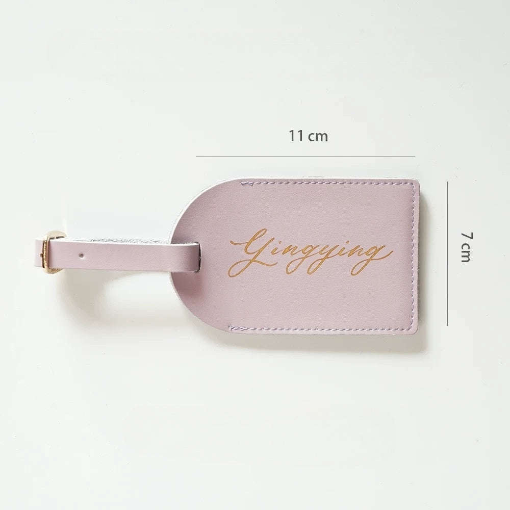 Personalized Genuine Leather Luggage Tag with Custom Handwritten Calligraphy | Travel Gift & Bridesmaid Favor